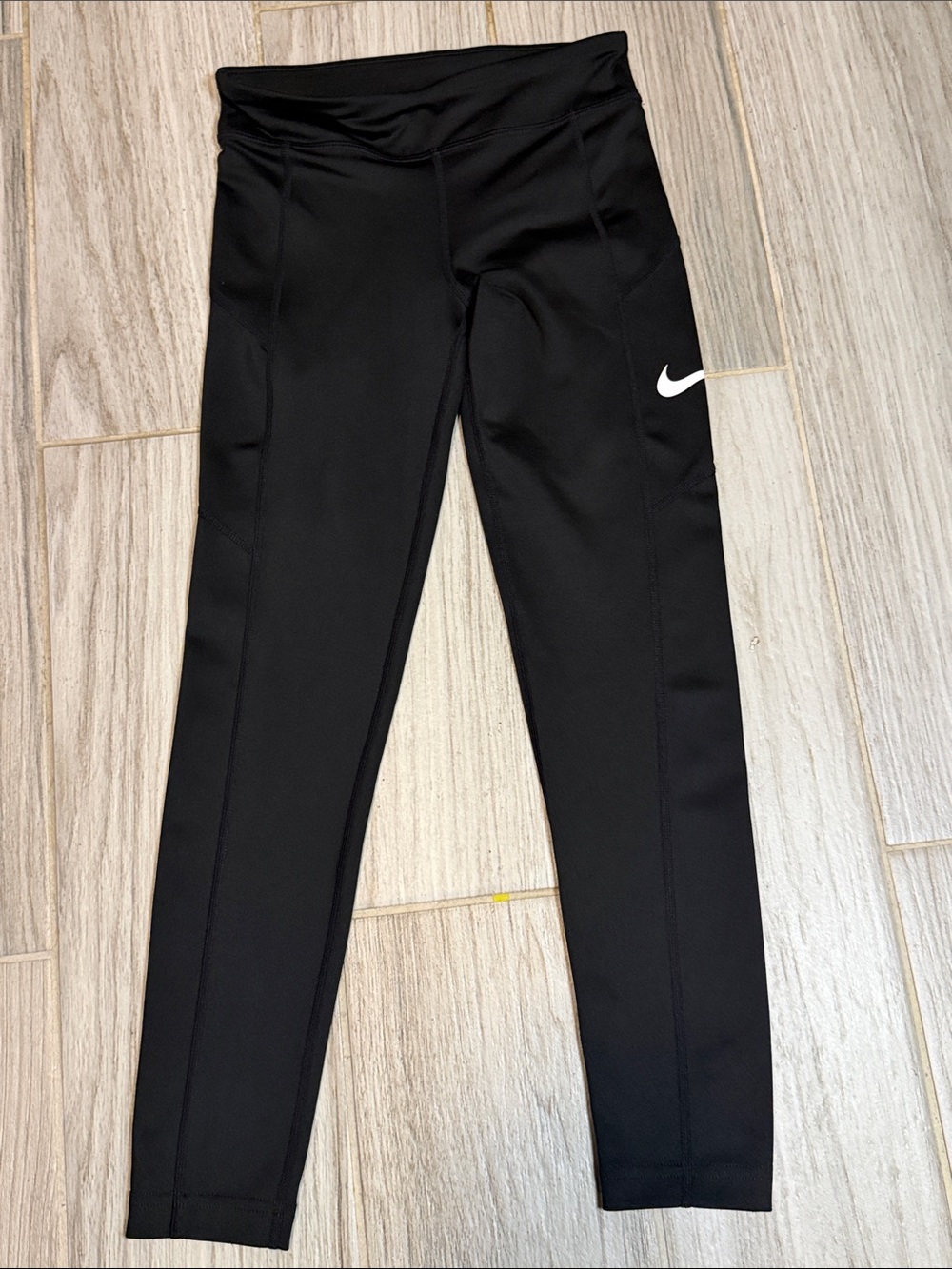 Nike Black Girls' Leggings with White Swoosh